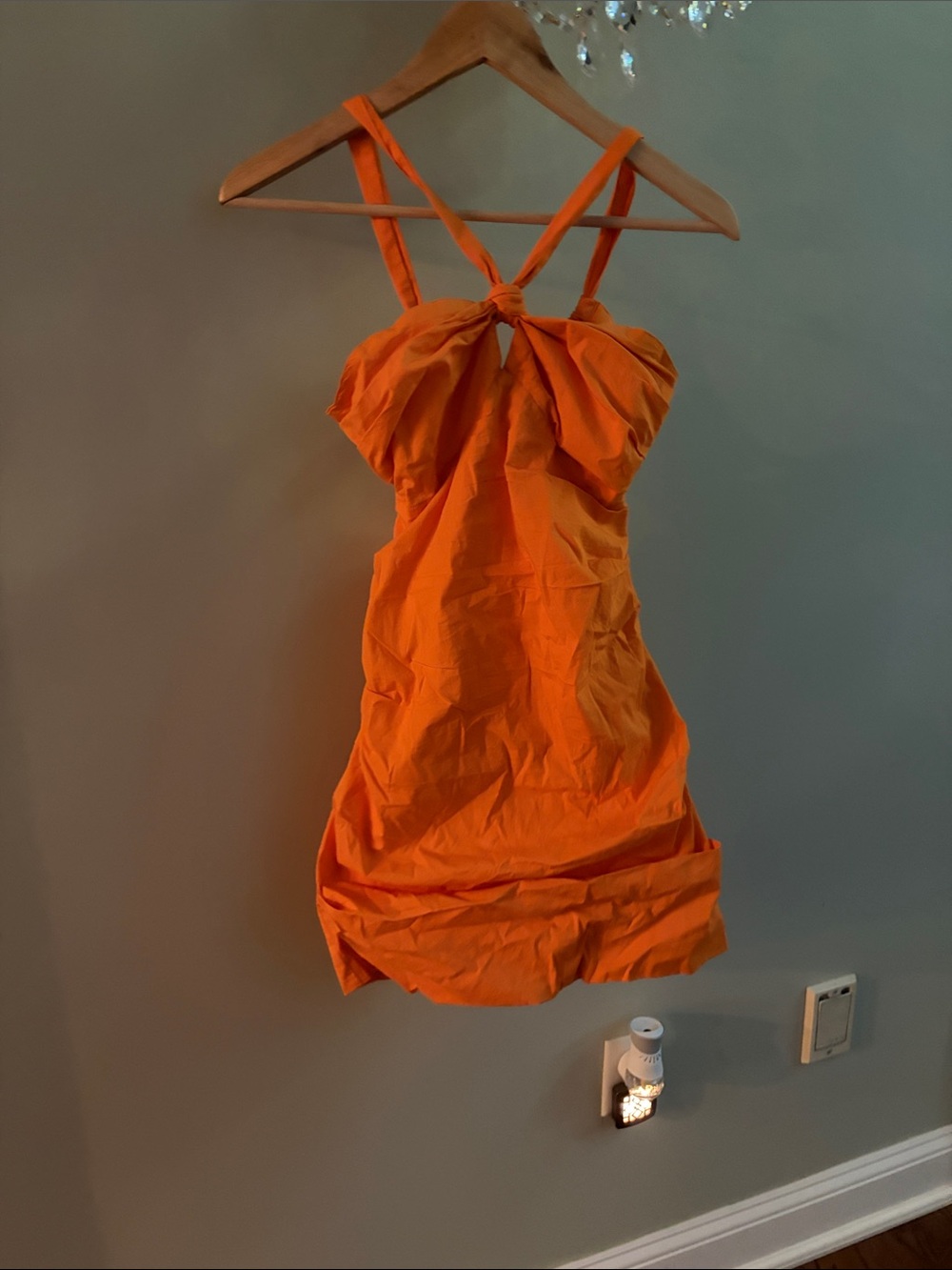 Free People Orange Mini Dress with Knotted Straps
